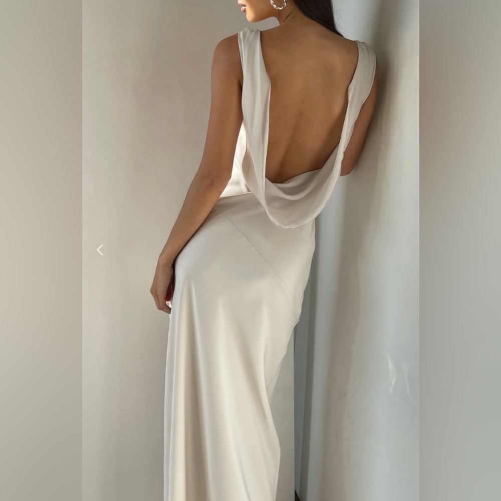 NWT Meshki Nadia Open Back Satin Maxi Dress